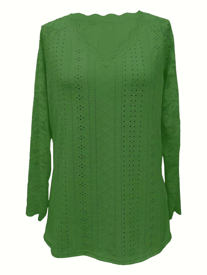 Rosetta | Lace-Sleeve Tie-Neck Top