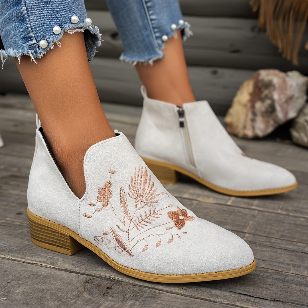 Josephine | Embroidered Ankle Boots