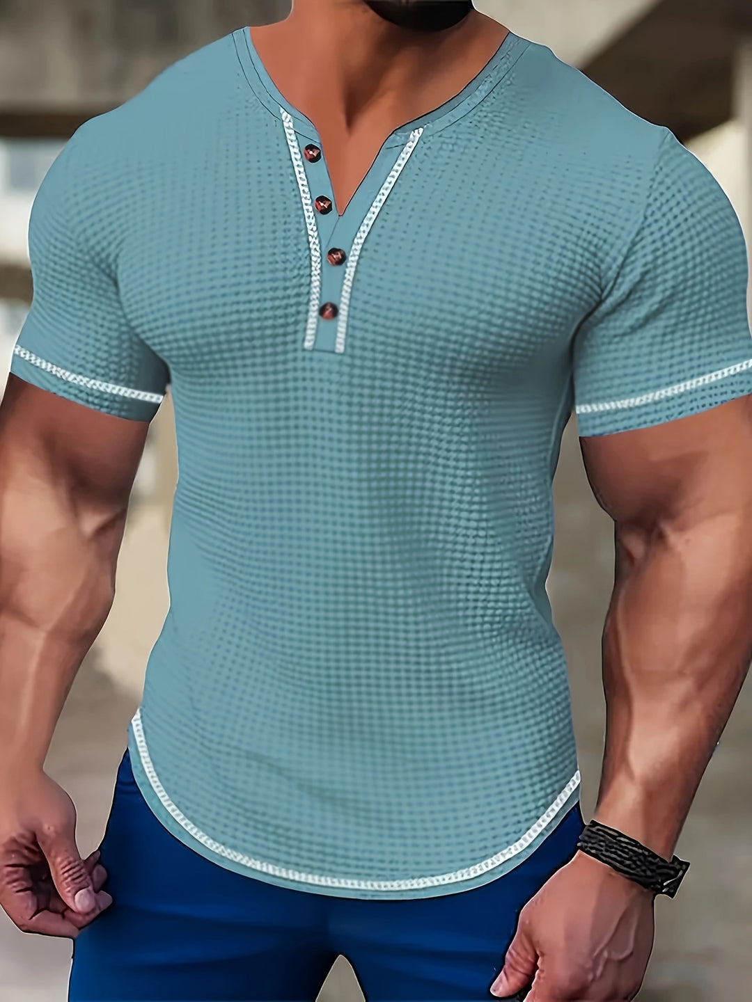 Beckett | Textured Button-Neck Henley