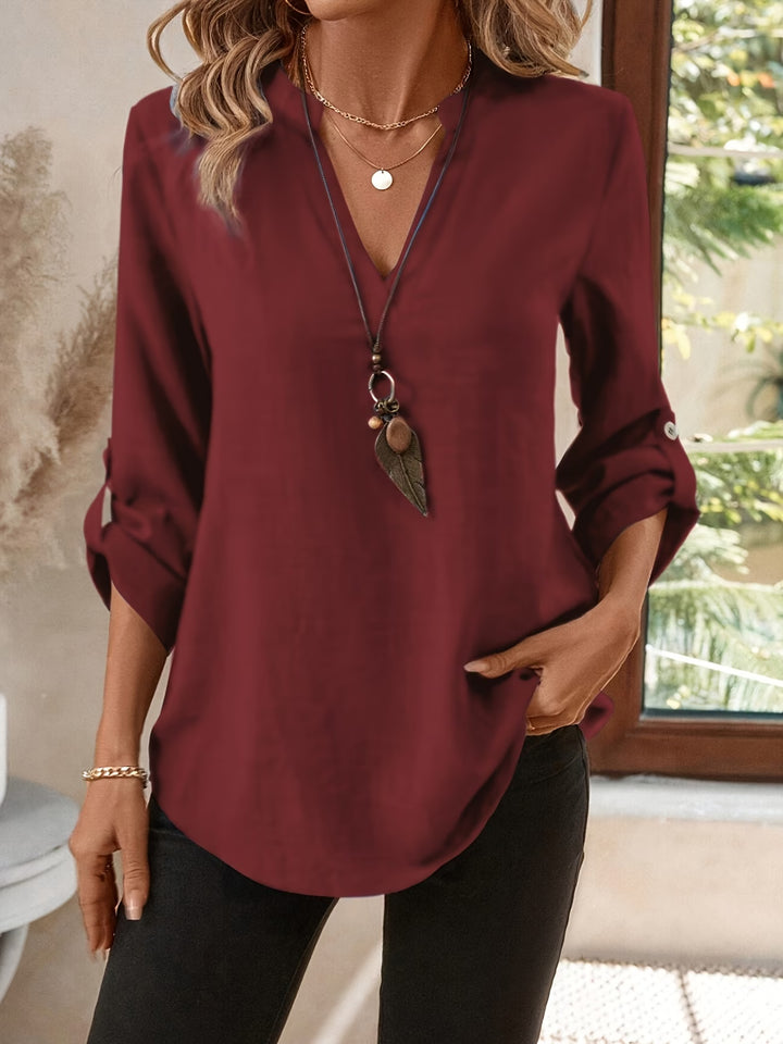Danika | Classic V-Neck Long Sleeve Shirt