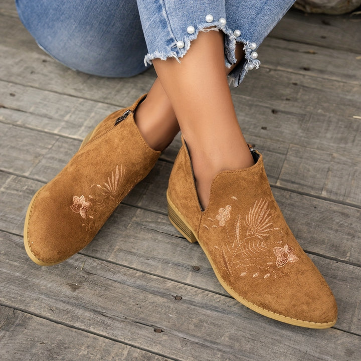 Josephine | Embroidered Ankle Boots