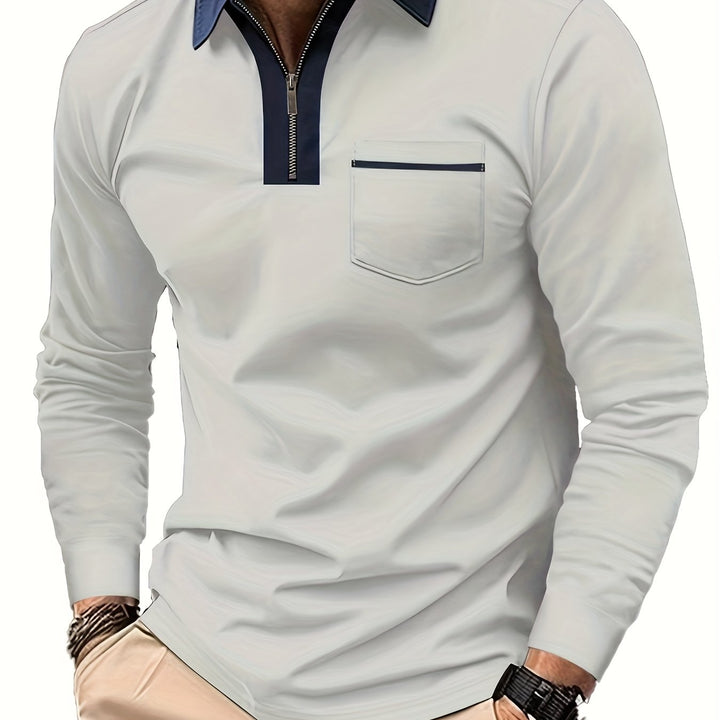 Douglas | Zip-Collar Long Sleeve Polo Shirt