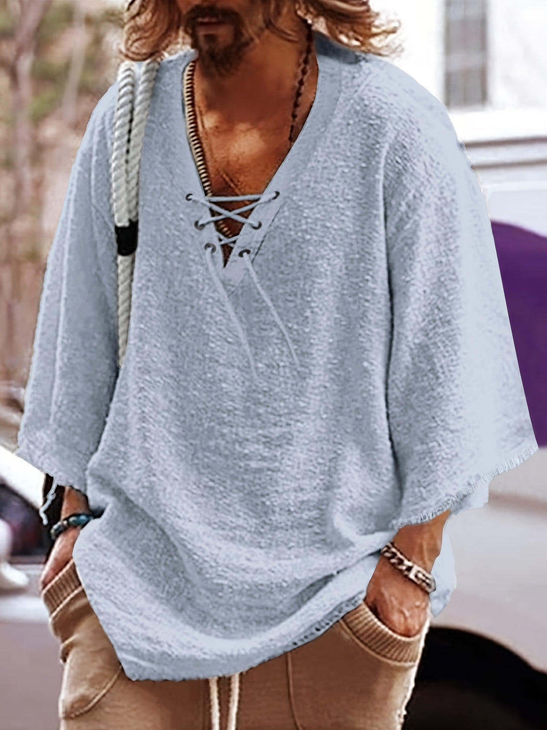Silas | Relaxed Lace-Up Shirt