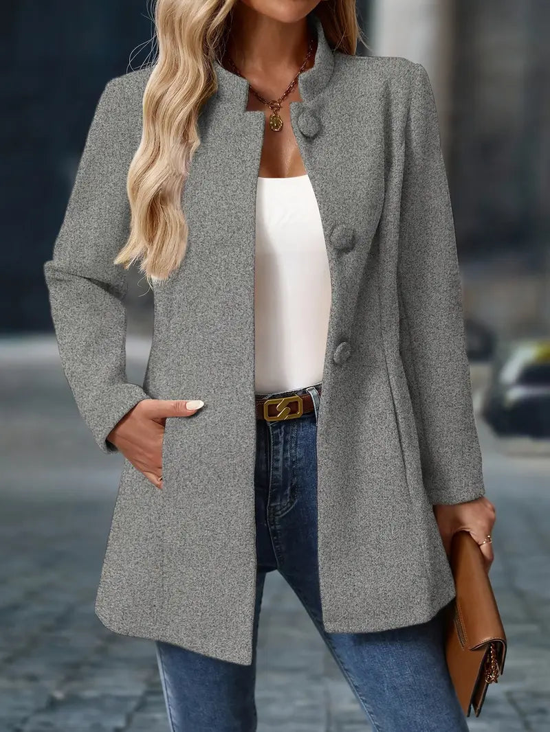 Helene | Stand-Collar Button Coat