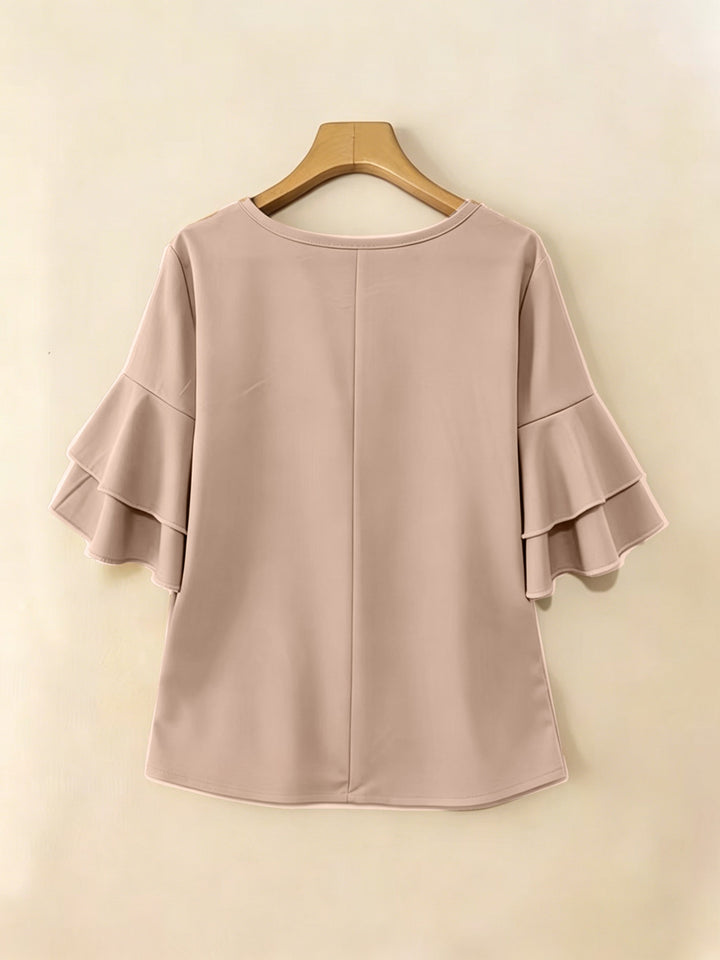 Isadora | Softly Draped Ruffle-Sleeve Blouse