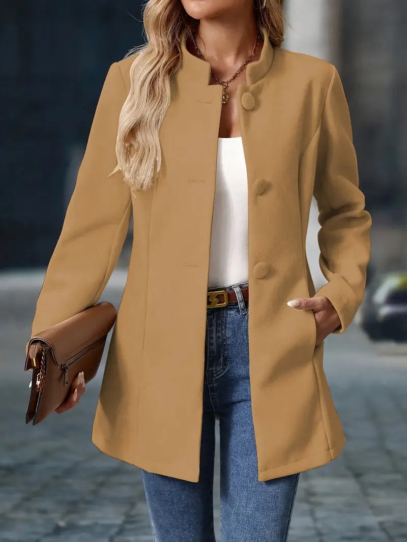 Helene | Stand-Collar Button Coat