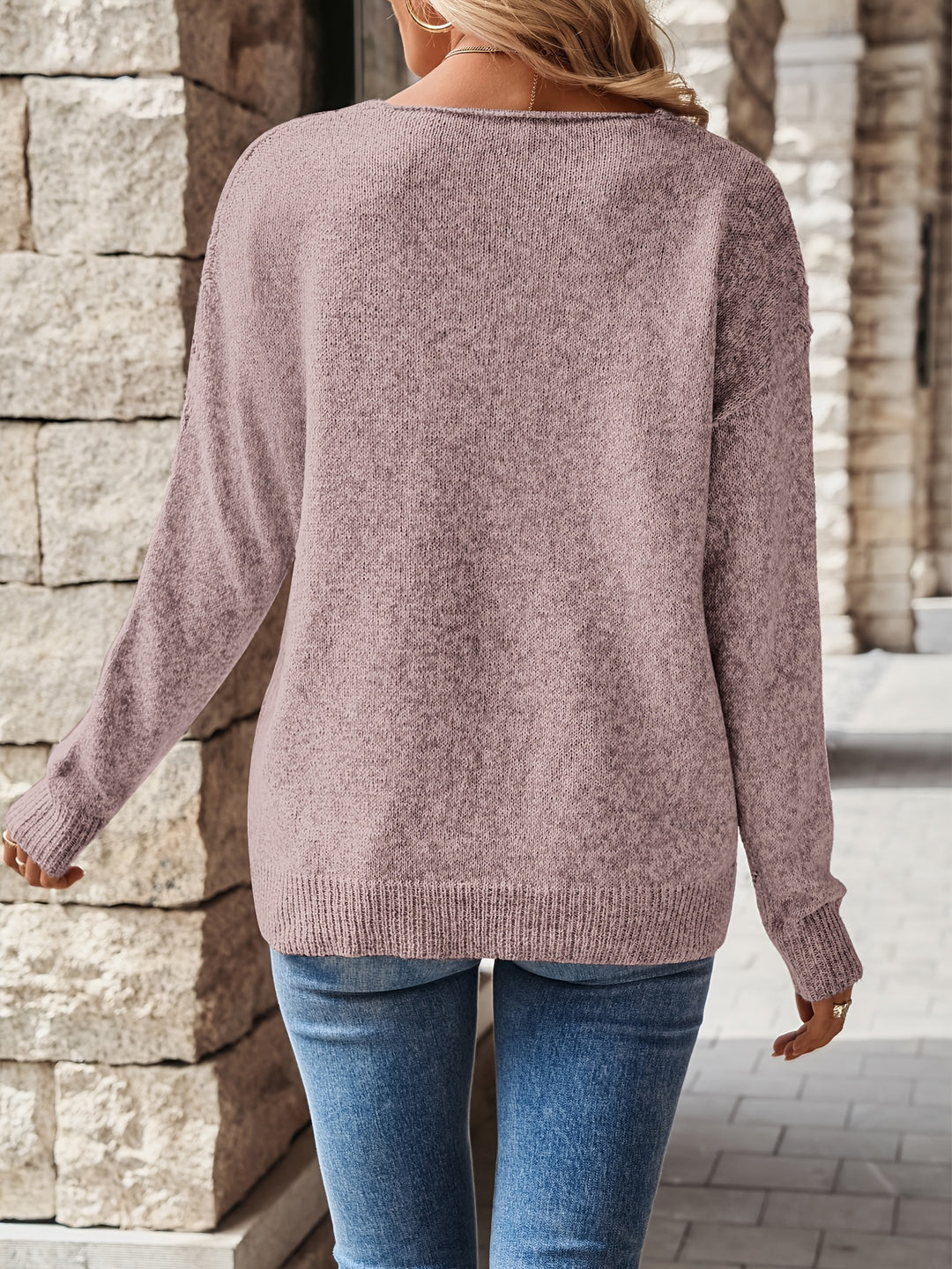 Beverly | Openwork V-Neck Sweater