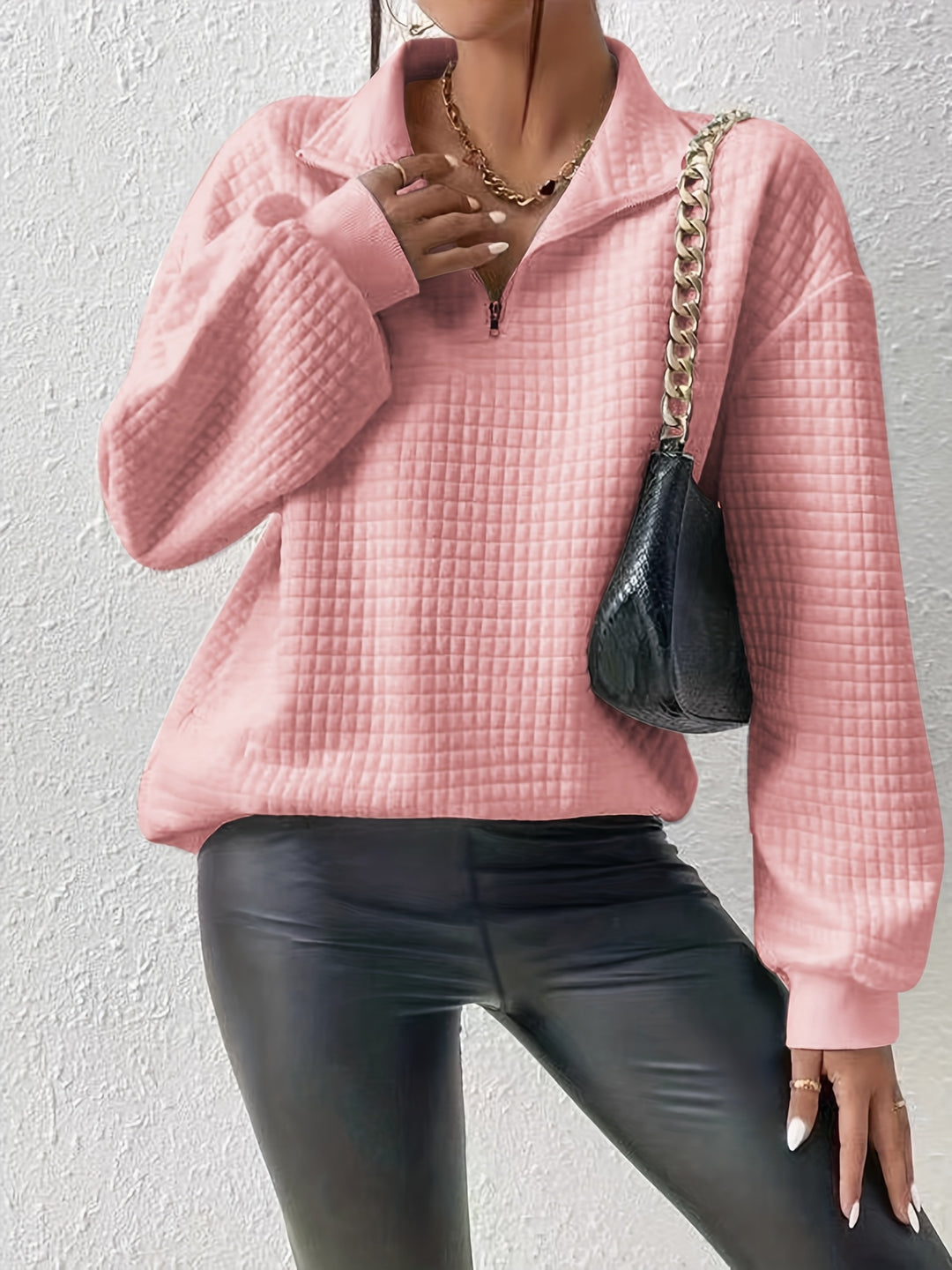 Elodie | Textured Quarter-Zip Pullover