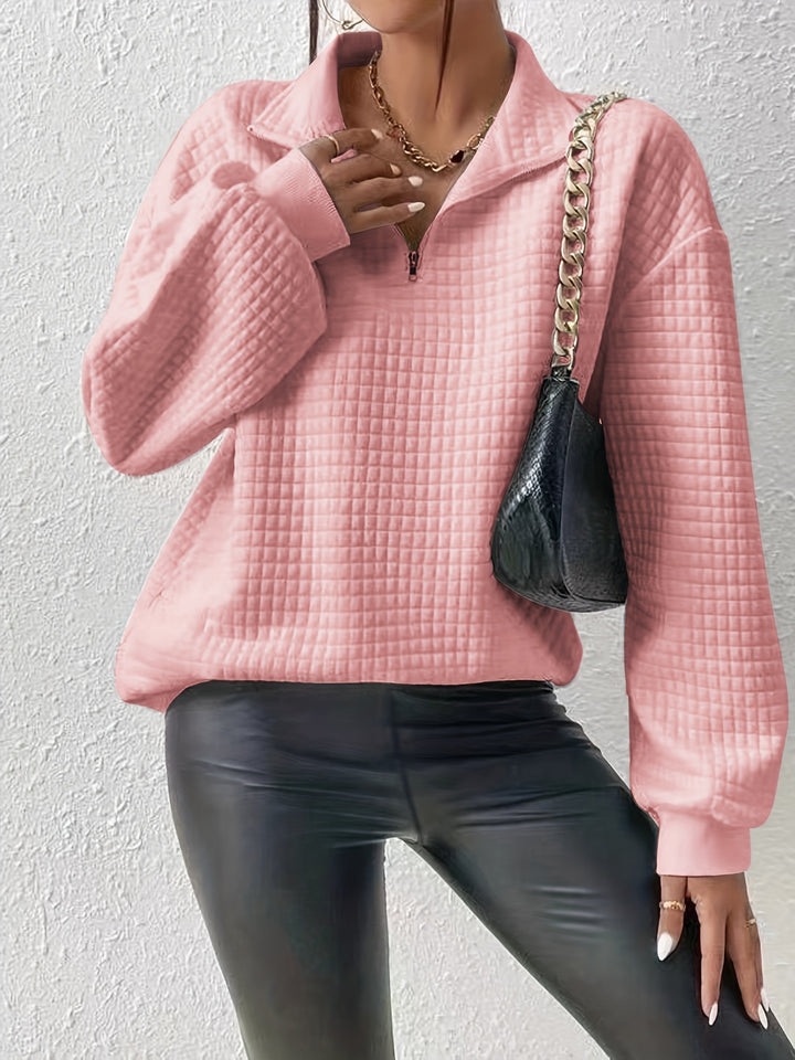 Elodie | Textured Quarter-Zip Pullover