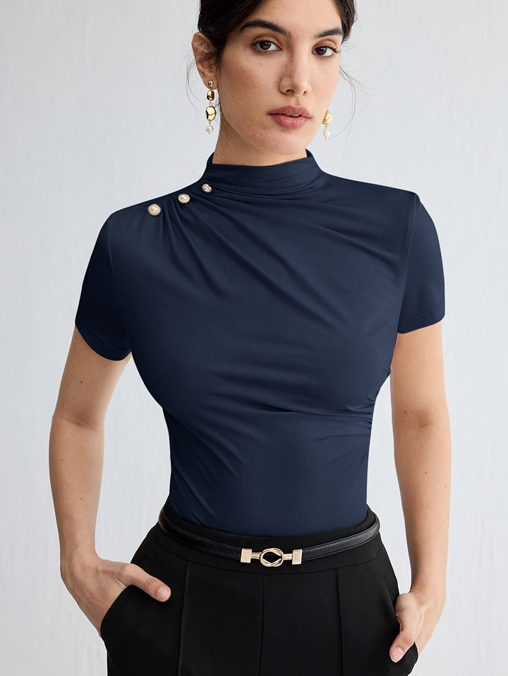 Hazel | Fitted Mock-Neck Top