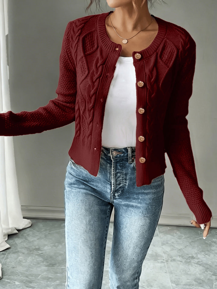 Cecilia | Cable-Knit Button-Front Cardigan