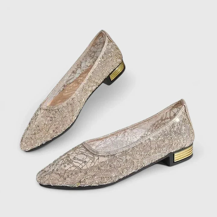 Camille | Textured Metallic Ballet Flats