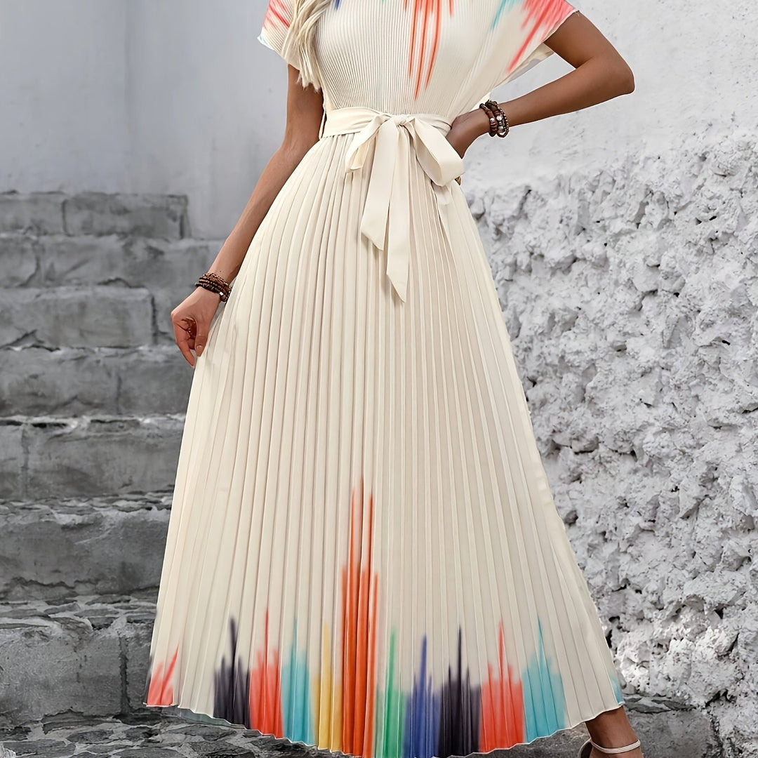 Miriam | Belted Pleated Maxi Dress