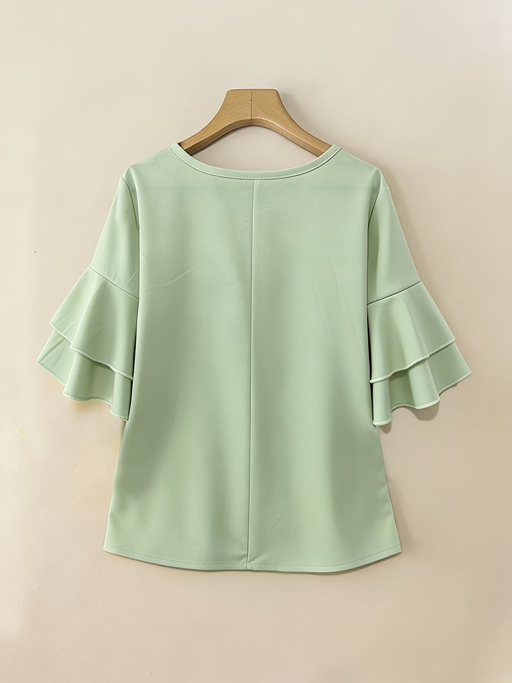 Isadora | Softly Draped Ruffle-Sleeve Blouse
