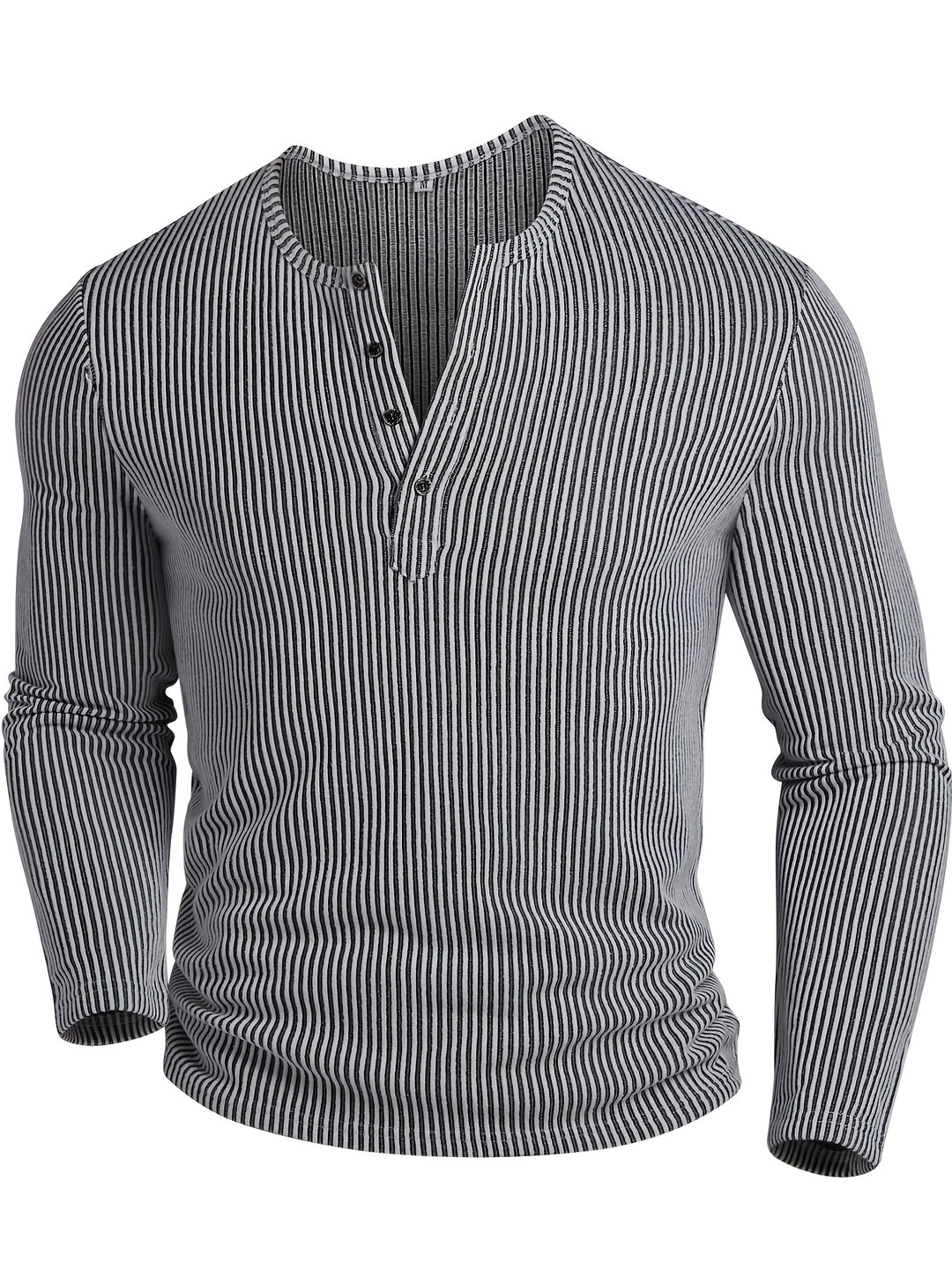 Malcolm | Ribbed Long-Sleeve Henley Shirt