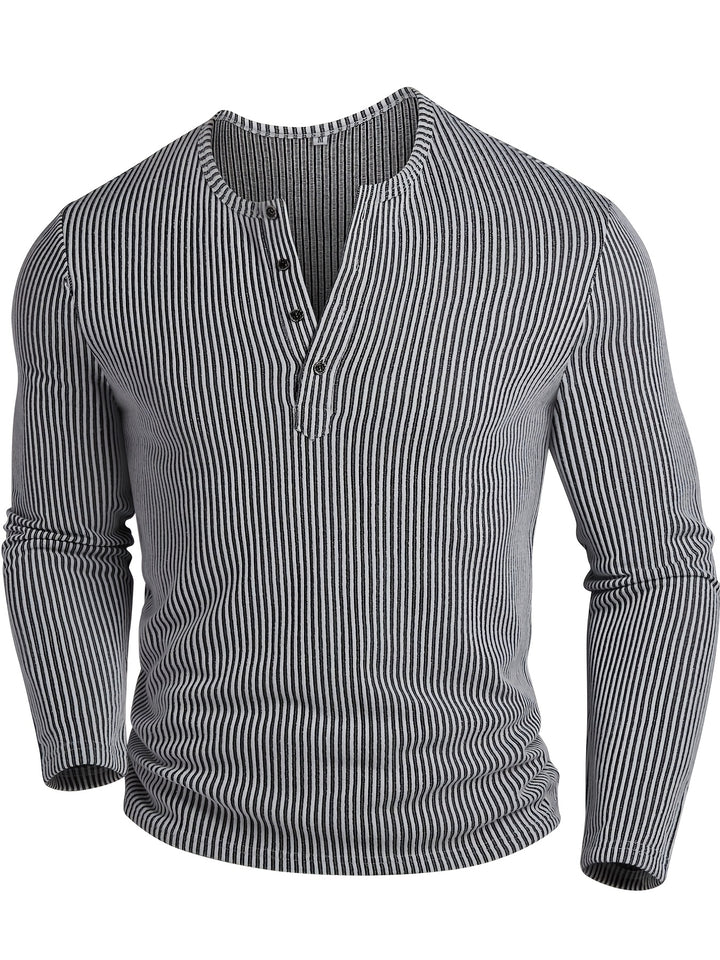 Malcolm | Ribbed Long-Sleeve Henley Shirt