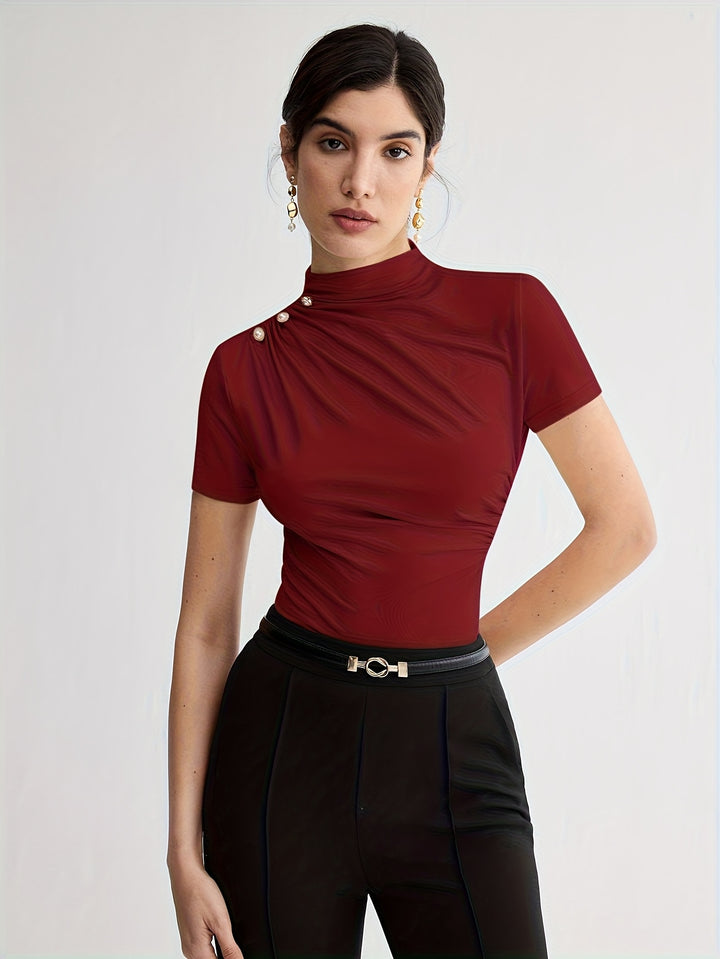 Hazel | Fitted Mock-Neck Top