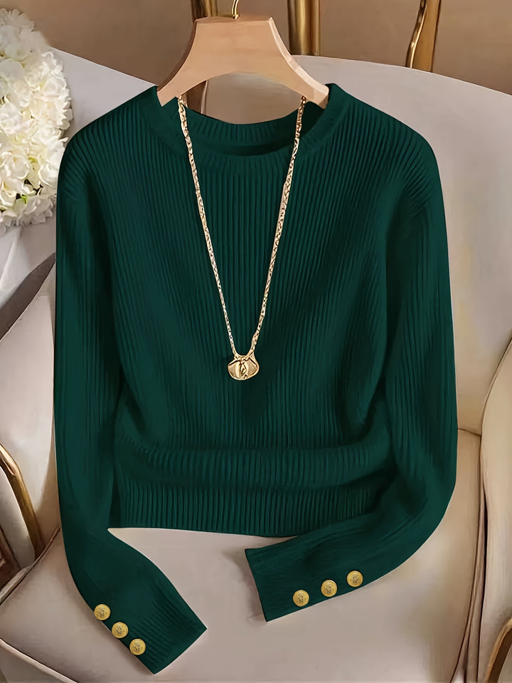 Gwendolyn | Ribbed Button-Cuff Jumper