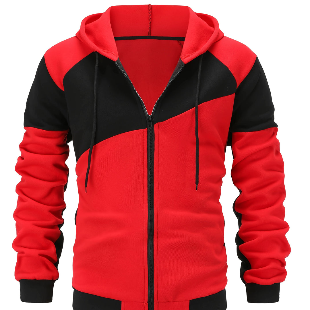 Xavier | Colour Block Zip-Up Hooded Jacket