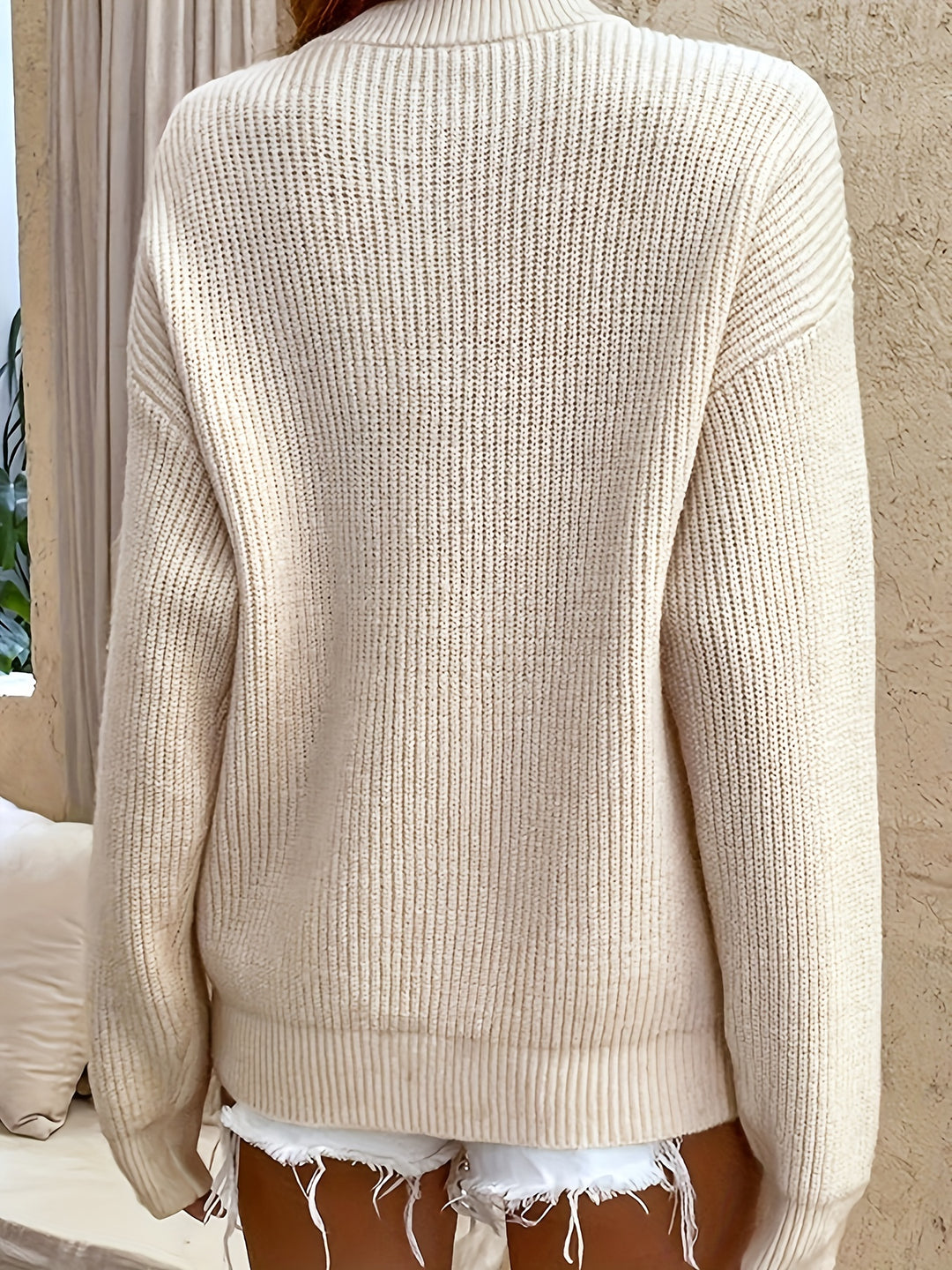 Nora | Button-Neck Ribbed Pullover