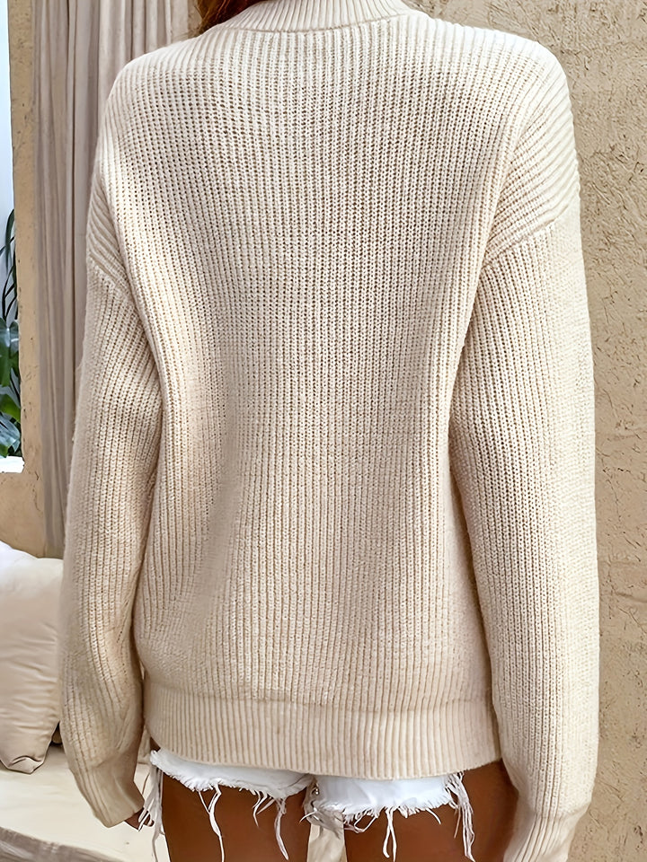 Nora | Button-Neck Ribbed Pullover