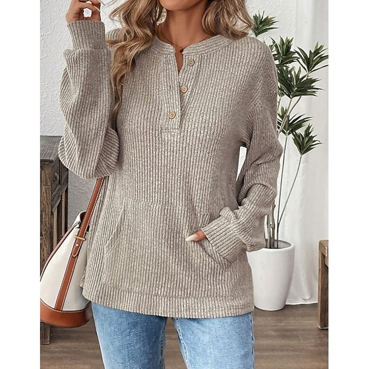 Nadia | Ribbed Button Henley Top