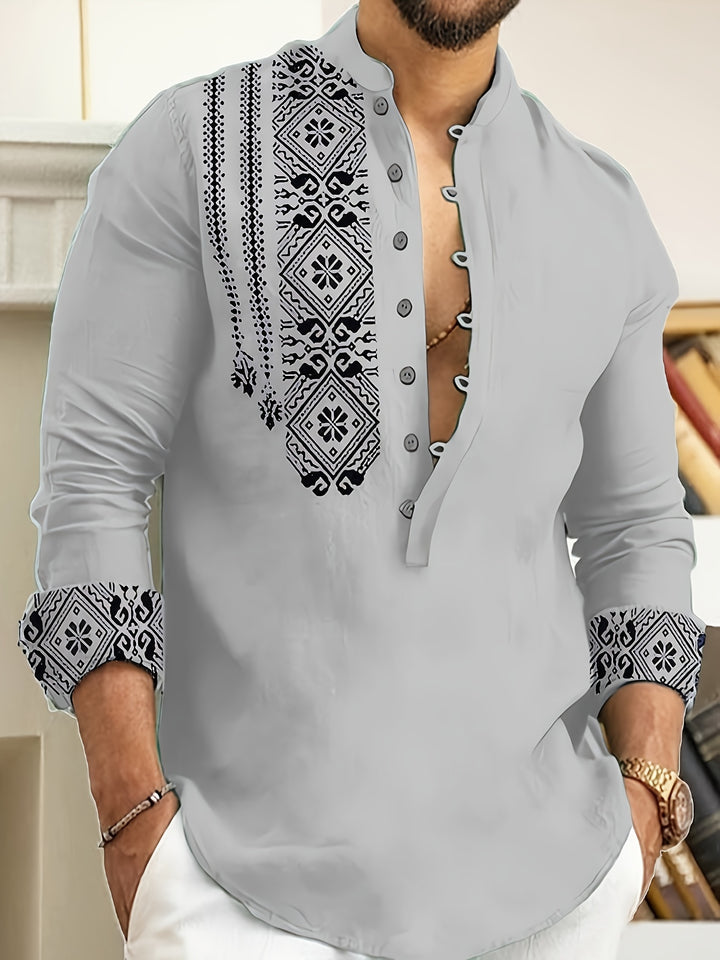 Dorian | Patterned Stand-Collar Shirt
