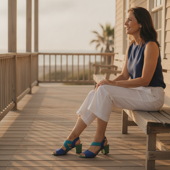 Elara | Cross Strap Block Heel Pumps