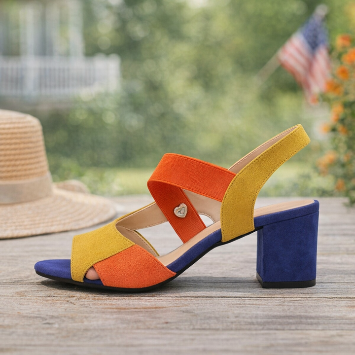 Elara | Cross Strap Block Heel Pumps