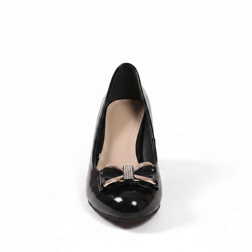 Evelyn | Bow Detail Block Heel Pumps