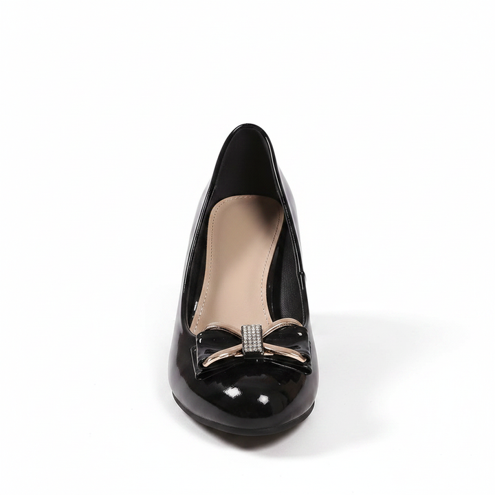 Evelyn | Bow Detail Block Heel Pumps