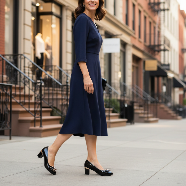 Evelyn | Bow Detail Block Heel Pumps