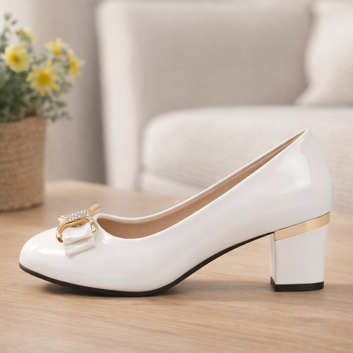 Evelyn | Bow Detail Block Heel Pumps