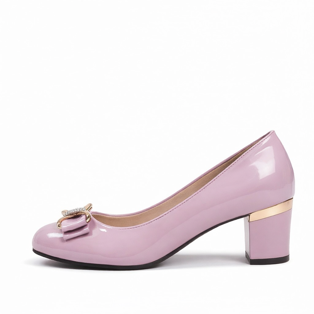 Evelyn | Bow Detail Block Heel Pumps