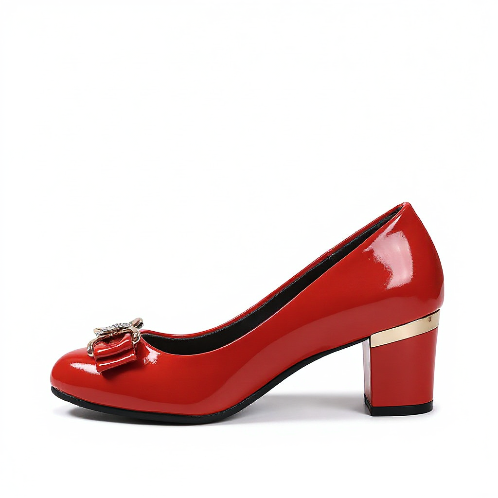 Evelyn | Bow Detail Block Heel Pumps
