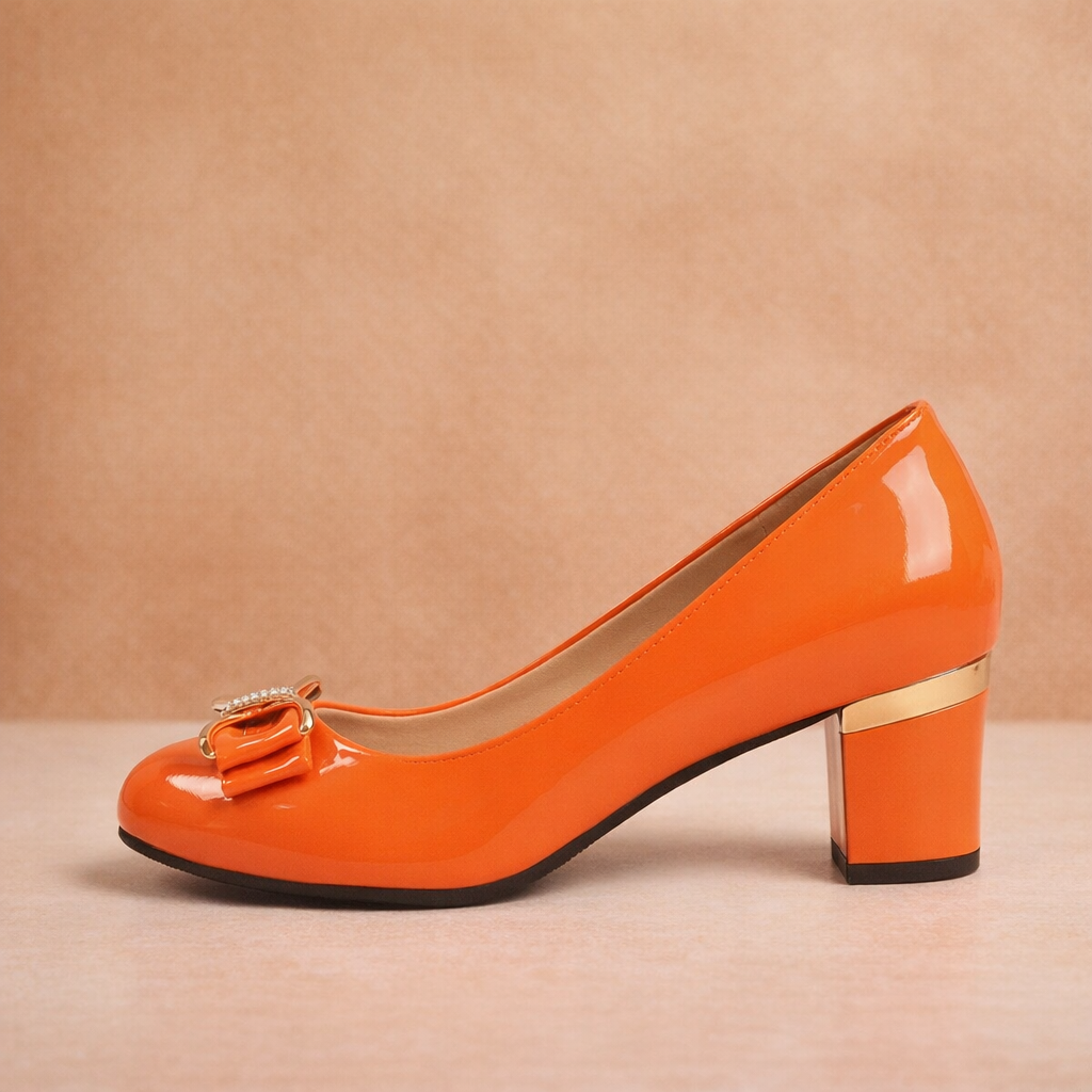 Evelyn | Bow Detail Block Heel Pumps