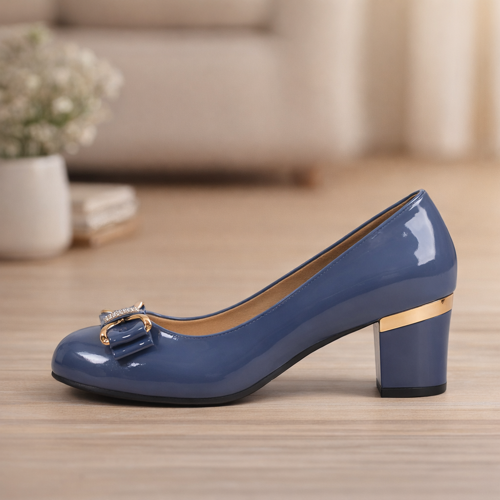 Evelyn | Bow Detail Block Heel Pumps