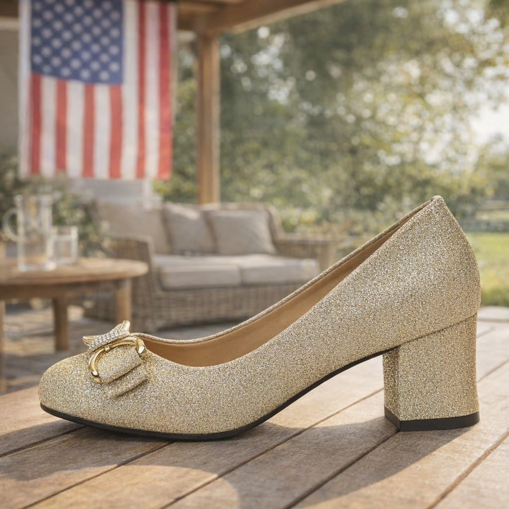 Evelyn | Bow Detail Block Heel Pumps