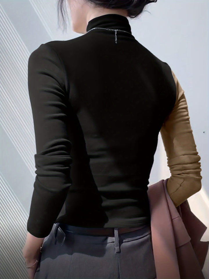 Suzanne | Colour-Block Mock Neck Top