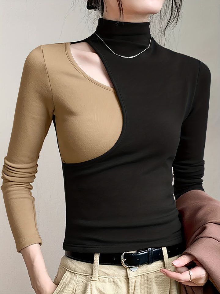Suzanne | Colour-Block Mock Neck Top