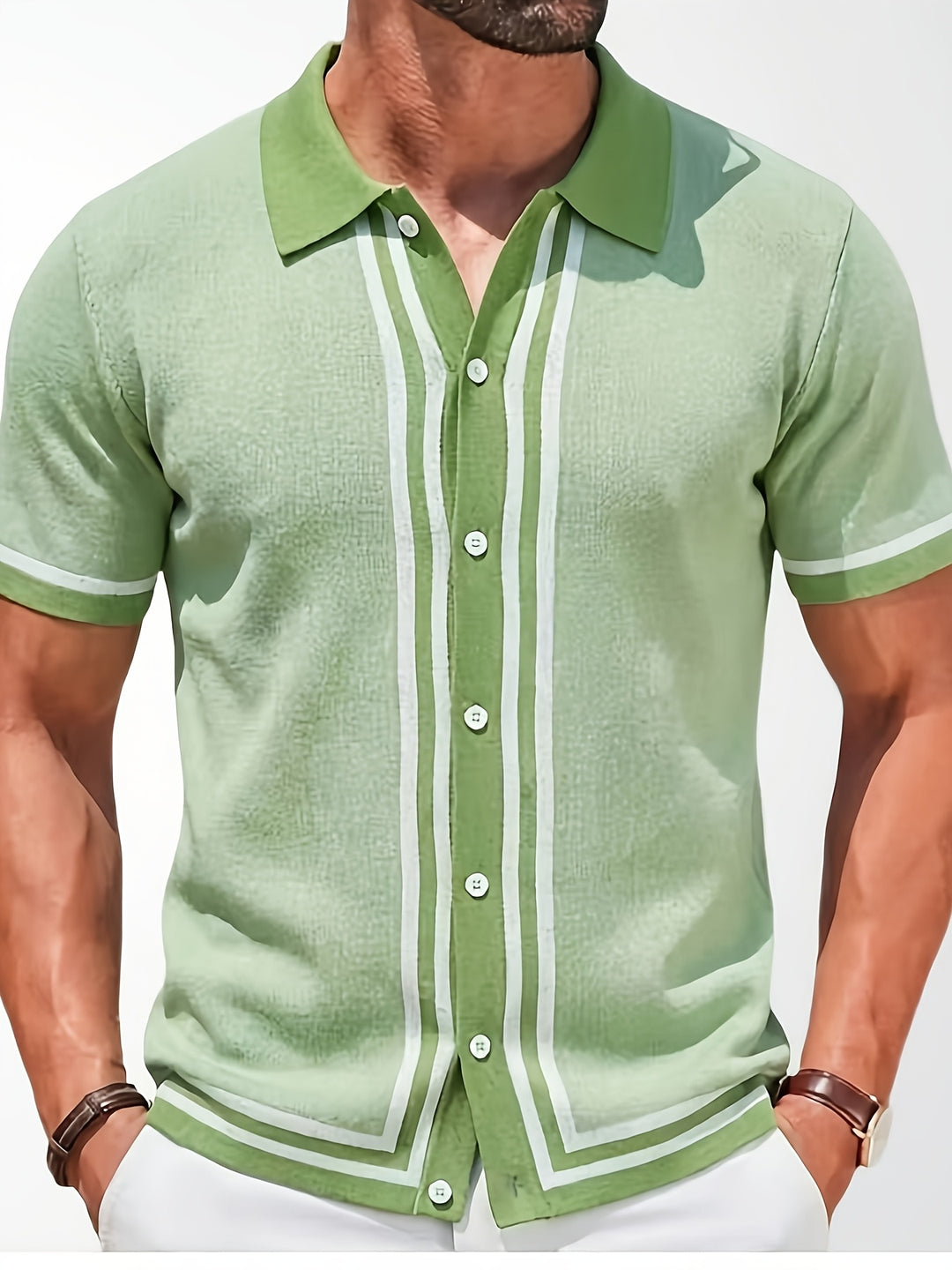 Malcolm | Retro Striped Short-Sleeve Polo Shirt