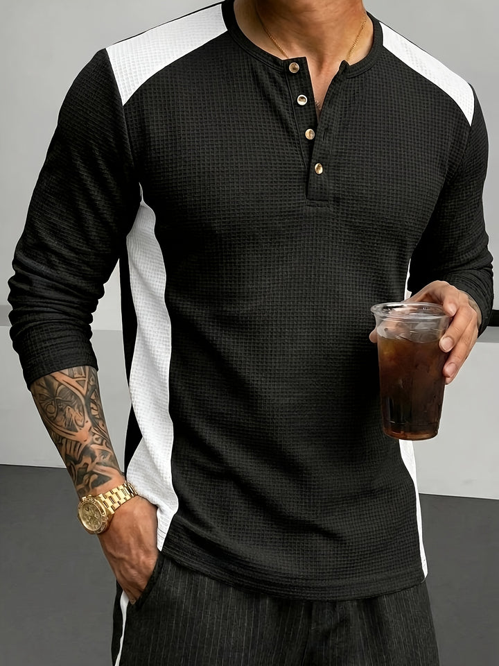 Sawyer | Textured Contrast Henley Shirt