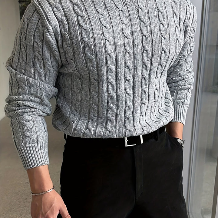 Gareth | Cable-Knit Round Neck Sweater