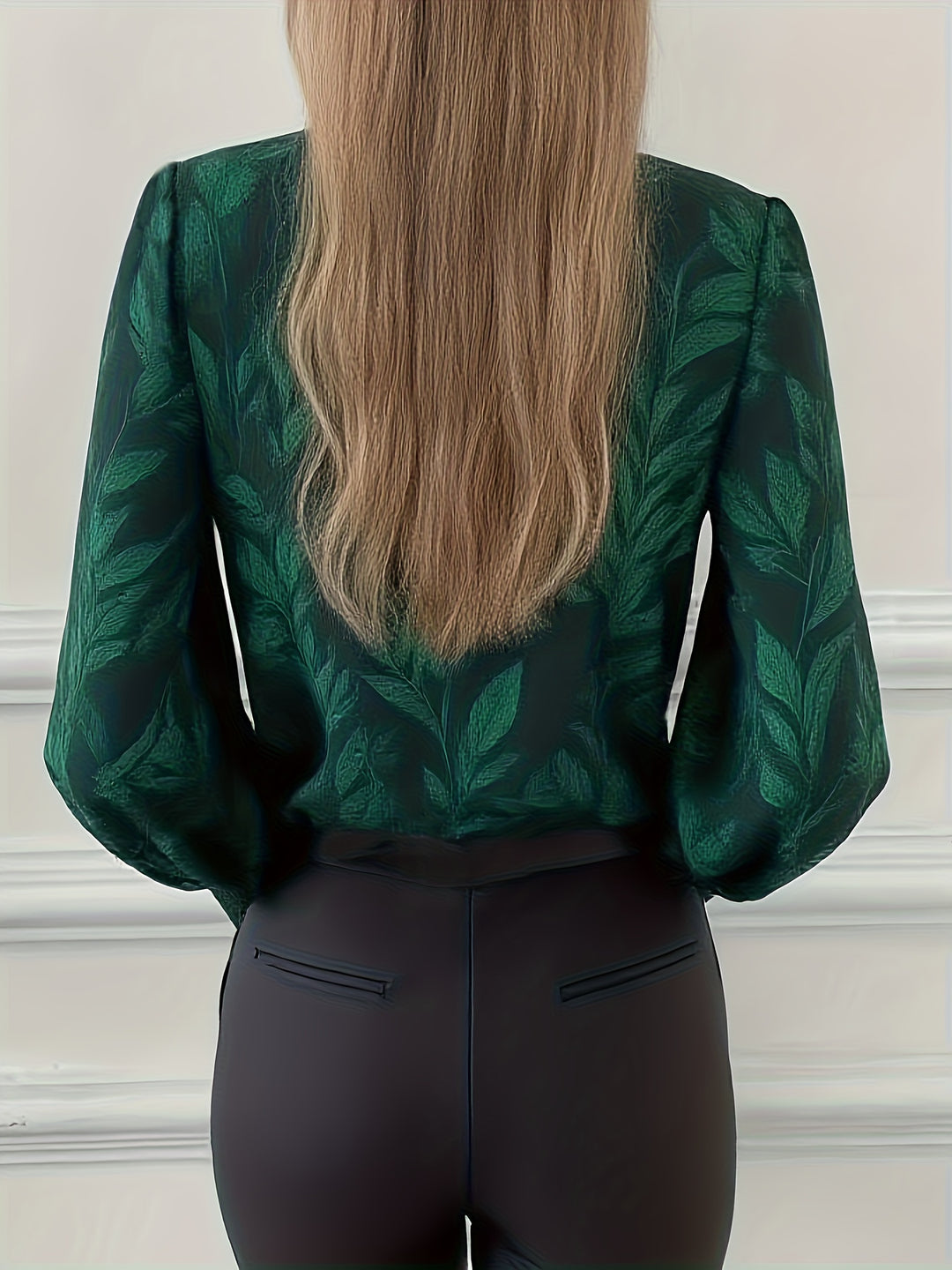 Lorna | Graceful V-Neck Lantern-Sleeve Blouse