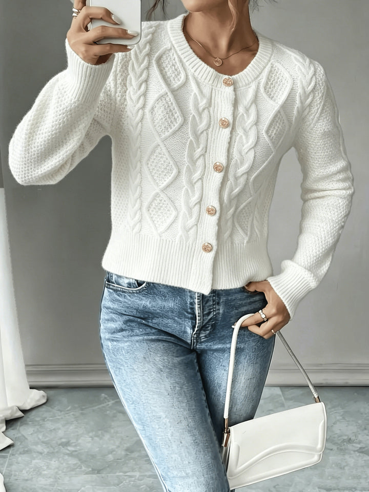 Cecilia | Cable-Knit Button-Front Cardigan