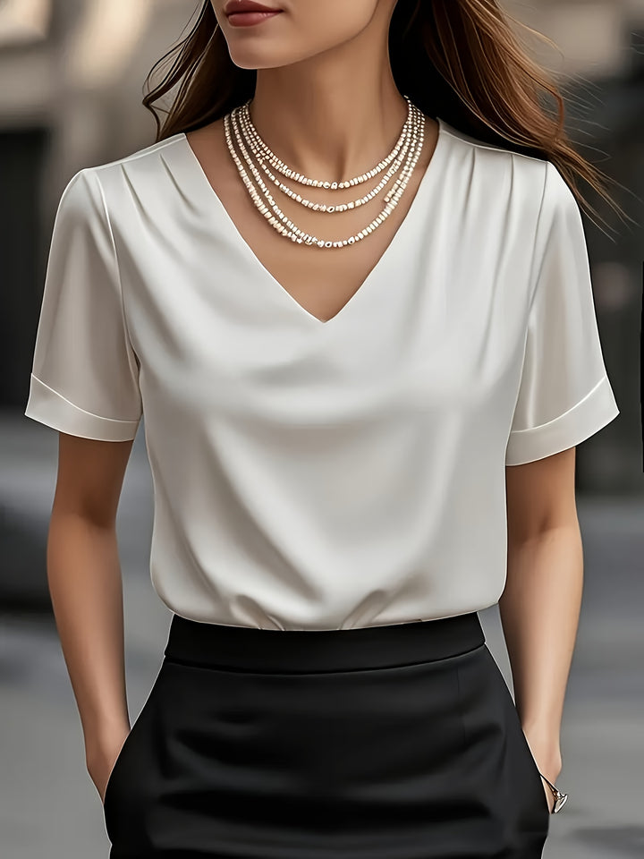 Katherine | Draped V-Neck Blouse