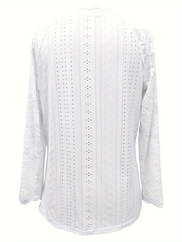 Rosetta | Lace-Sleeve Tie-Neck Top