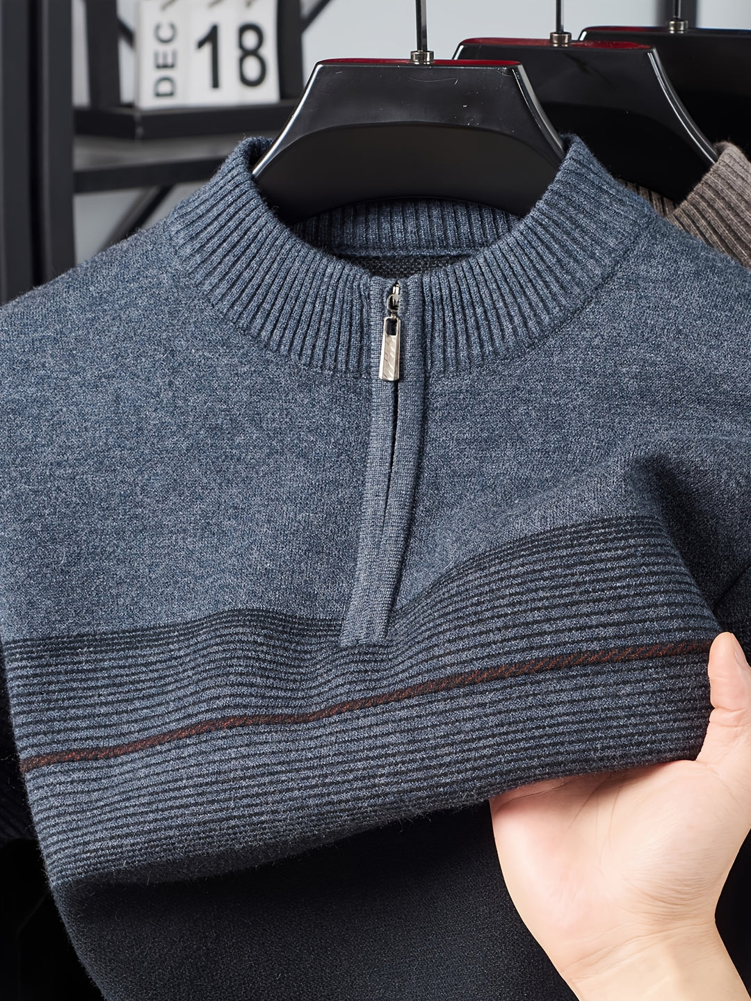 Ambrose | Half-Zip Striped Sweater