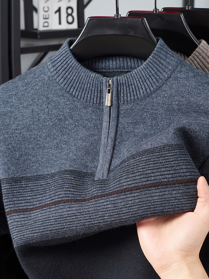Ambrose | Half-Zip Striped Sweater