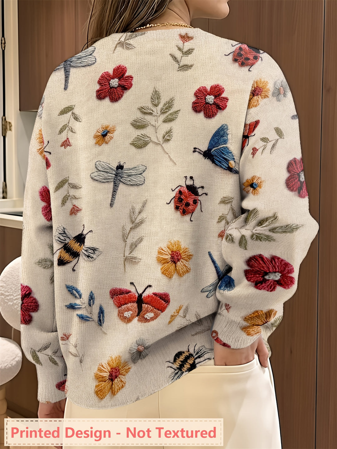 Meredith | Botanical Print Crew Neck Sweater